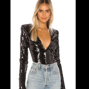 NBD Black Sequin Bodysuit Frankie Revolve